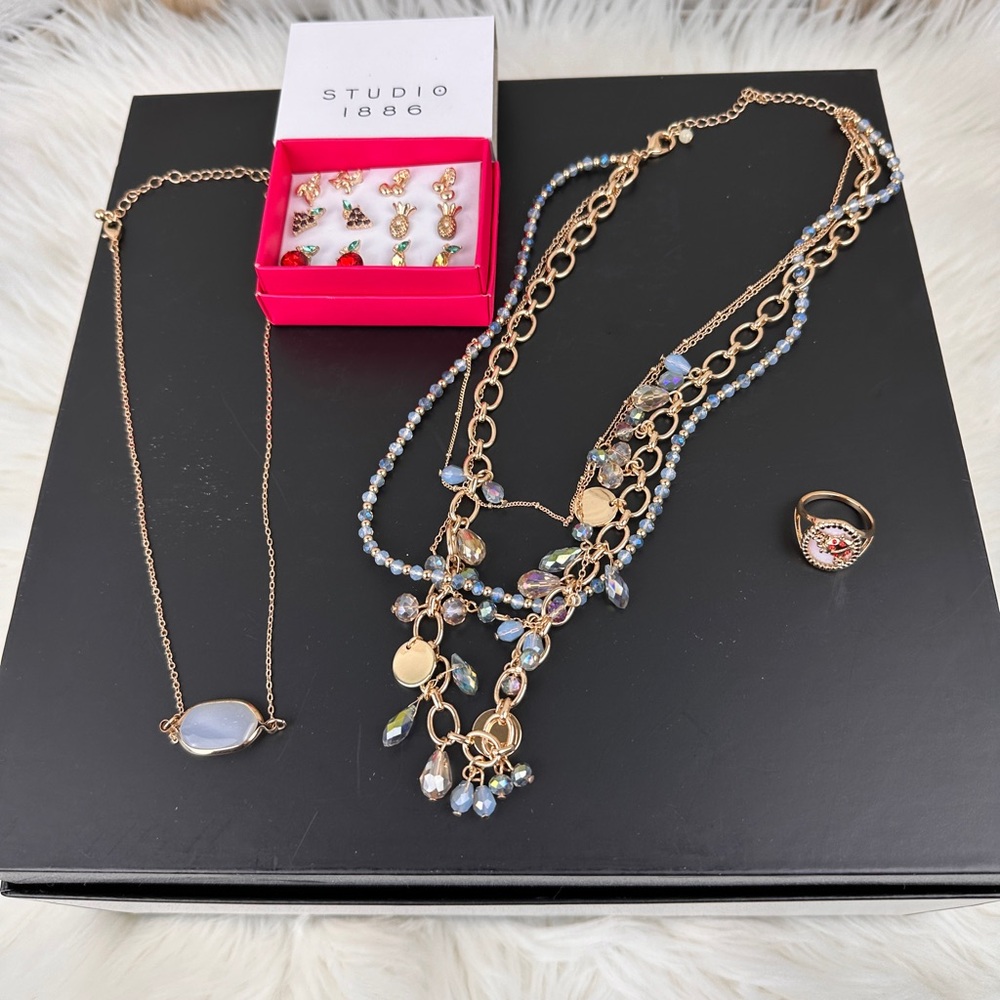 New in Box Studio 1886 Set of 4 Jewelry Bundle Pieces Necklaces Earrings Ring